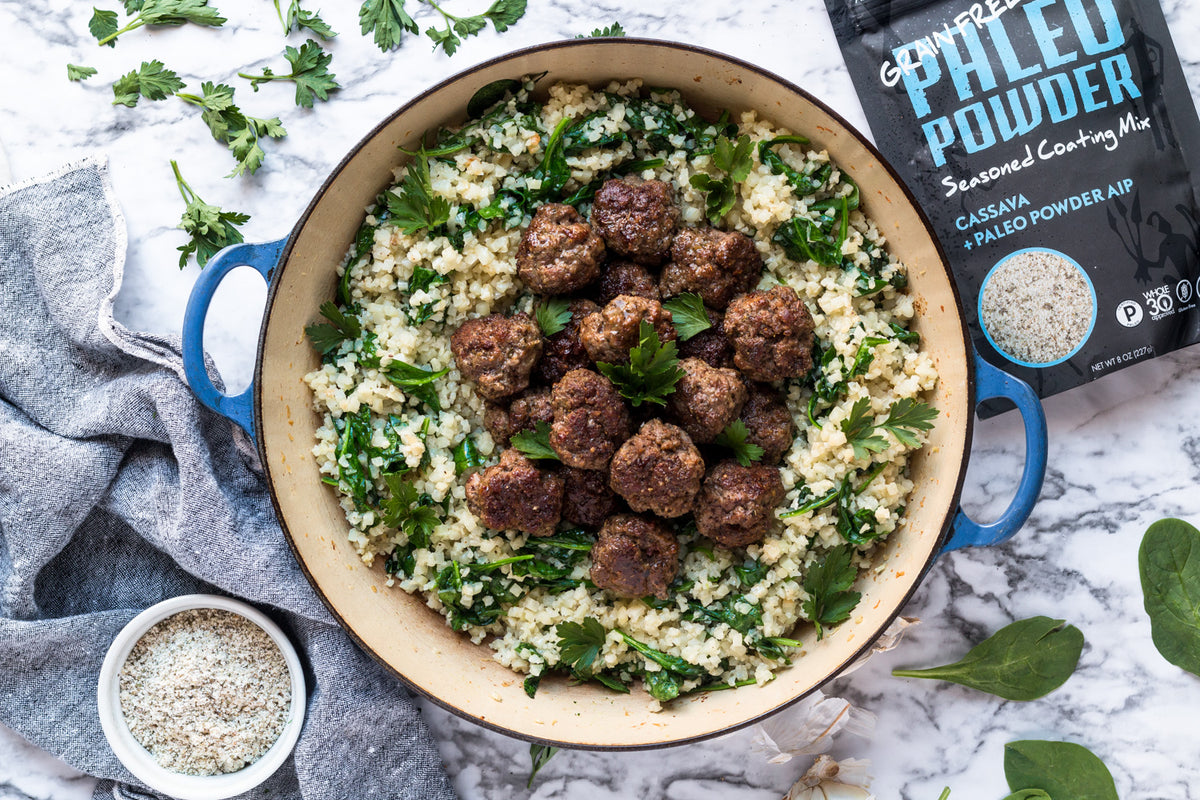 One Pan Meatballs and Cauliflower Rice Paleo Powder Seasoning
