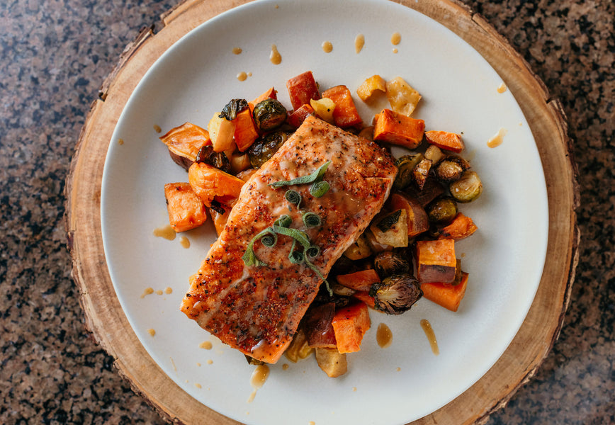 Heart Healthy Paleo Baked Salmon Sheetpan Dinner