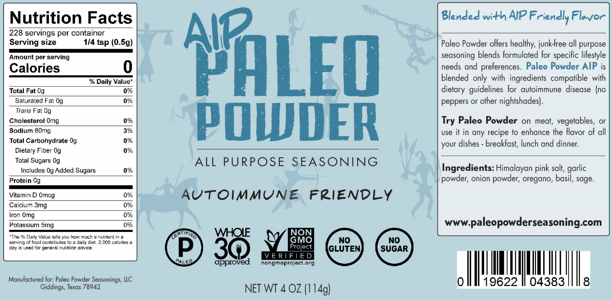 Paleo Powder Fodmap AP Spice Powder Seasoning, Jar 5oz 